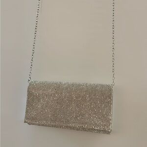 Akira Sparkle Studded Silver Chain Clutch